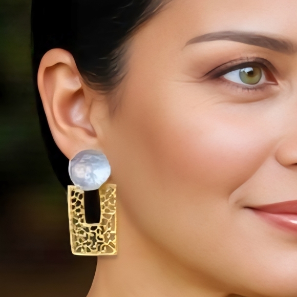 🆕️18K Gold Plated Exclusive Artisan Turkish Statement Earrings ✨ Bold & Elegant - Picture 14 of 15